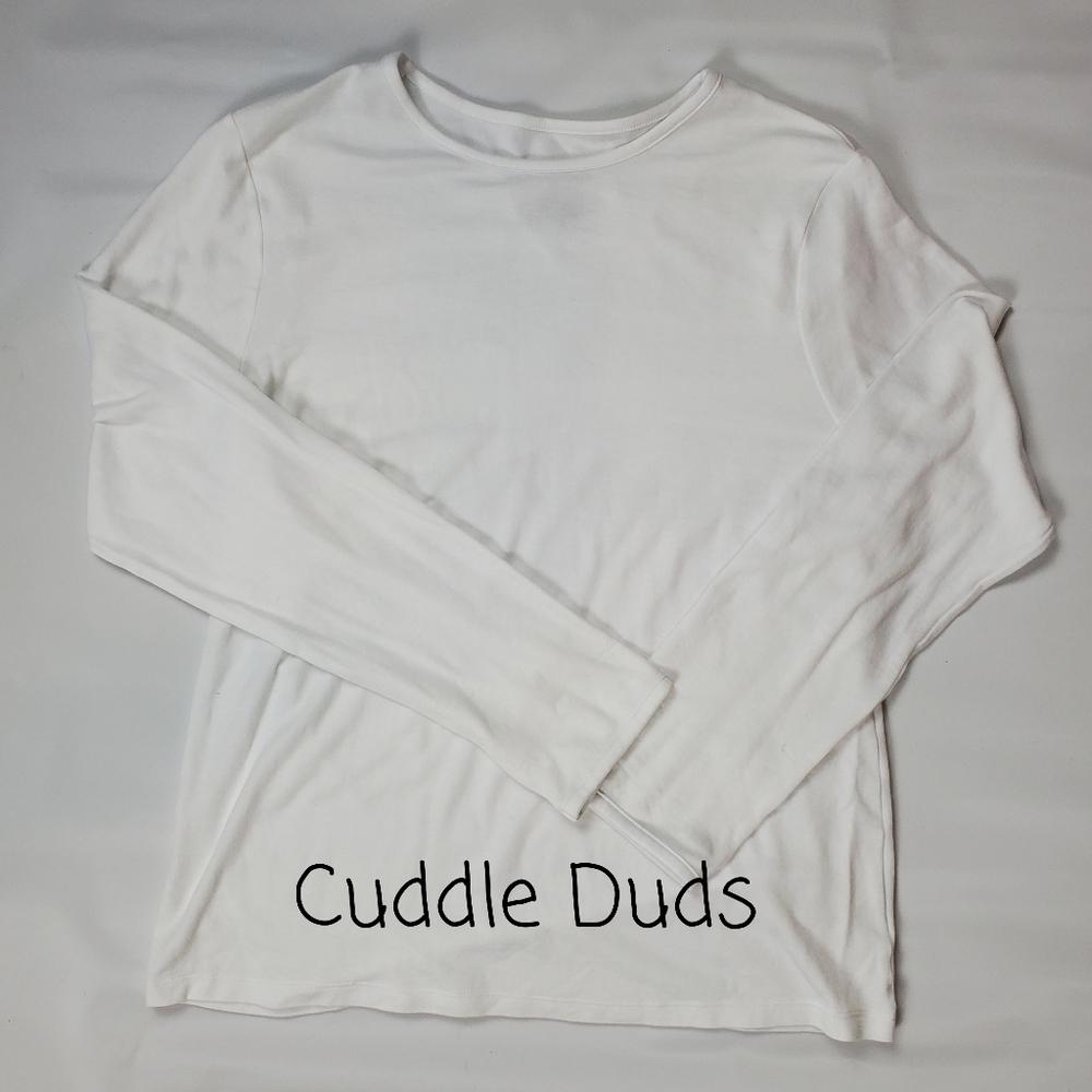 CUDDL DUDS WHITE LONG SLEEVED TOP, SIZE XL